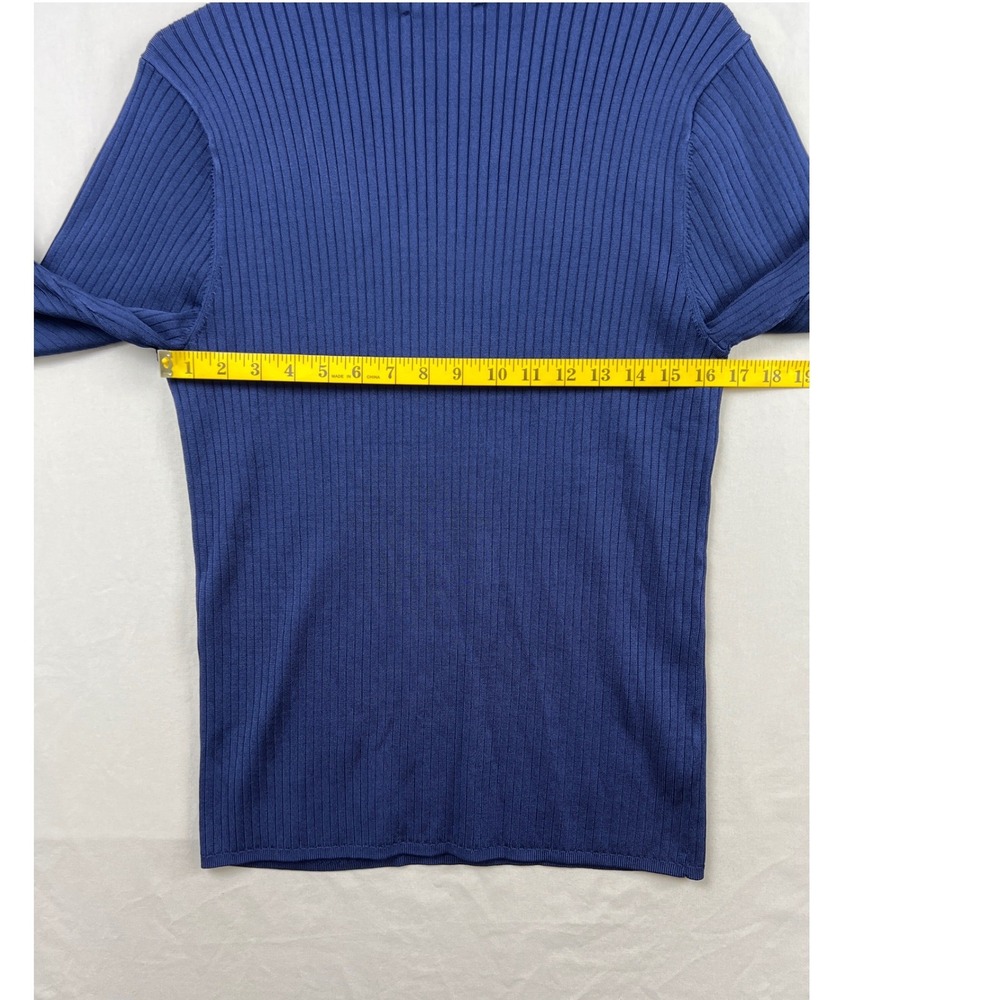Ann Taylor Ribbed Mock Neck Sweater Womens XXL Navy Blue Long Sleeve Knit Top - Picture 6 of 9